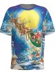 Men'S Galaxy 3D Graphic T-Shirt Print Short Sleeve Christmas Tops Round Neck Blue
