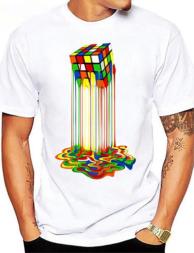 Men'S Graphic T-Shirt Print Short Sleeve Daily Tops Basic Round Neck Rainbow/Sports